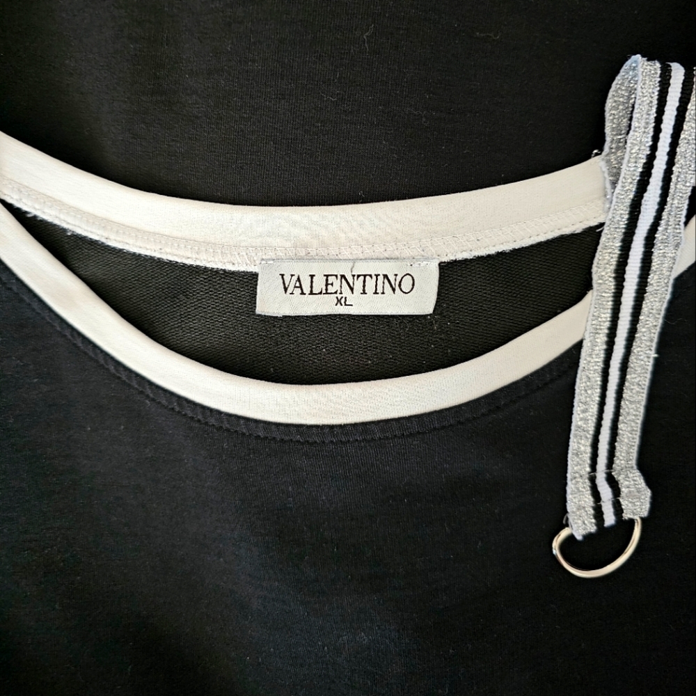 🇮🇹 Valentino Black & White Rhinestone Long Sleeve Top - Picture 15 of 16